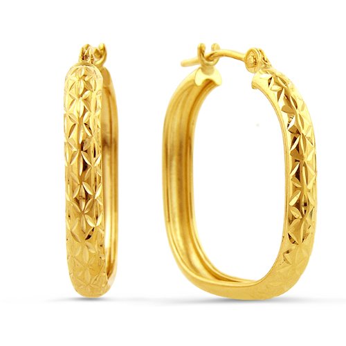 41CcWtdscRL 14K Yellow Gold Diamond Cut Polish Hoop Earrings