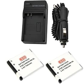 EZOPower 2x NB-8L Digital Camera Replacement Battery 700mAh + Travel Charger with Car Adapter for Canon PowerShot A2200, PowerShot A3300 IS, PowerShot A3100 IS, PowerShot A3000 IS