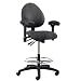 BodyBilt J756 F1 Black Vinyl Fabric Mid-Back Petite Stool with Arms, 18.5" Length x 18.5" Width Backrest, 18" Width Seat, Grade 3