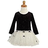 Bonnie Jean Infant Girl Black Glitter Velvet Christmas Dress 12M-24M
