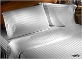 LUXOR-1500TC Egyptian Cotton Duvet Cover Set-White Striped - Luxury Cover Set -- Size: king / cal king