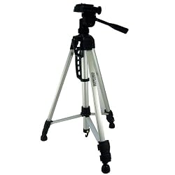 57" Lightweight Aluminum Tripod with 3 Way Pan Head, Leg Locks, & Built-in Tripod Handle for Nikon D3000 / D3100 / D5100 / D7000 , Canon EOS Rebel T3i / T2i / 5D / 60D , Canon VIXIA HF M41 / HF R200 , Toshiba Camileo H30 & More Digital SLR Cameras & HD Camcorders