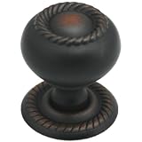 Cosmas 4040ORB Oil Rubbed Bronze Rope Cabinet Hardware Knob w/ Backplate - 1-1/4" Diameter