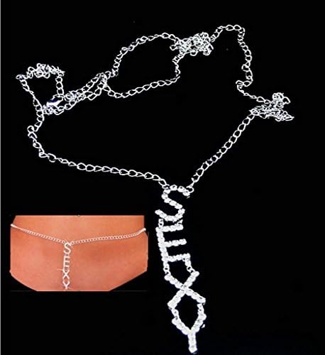 Tqmarket New "Sexy" Silver Rhinestone Belly Waist Lower Back Chain