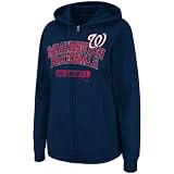MLB Women's Washington Nationals Real Flava Long Sleeve Full Zip Hoodie (Athletic Navy Heather, Large)