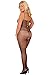Rene Rofe Women's Plus Size Crisscross Backstrap Fishnet Bodystocking