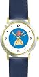 Hey Diddle Diddle - The Cow Jumped Over the Moon No.2 - from Mother Goose by Artist: Sylvia Long - WATCHBUDDY&reg; DELUXE TWO-TONE THEME WATCH - Arabic Numbers - Blue Leather Strap-Size-Large ( Men's Size or Jumbo Women's Size )