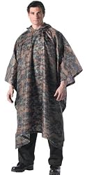 Woodland Digital Camouflage Rip-Stop Waterproof Rain Poncho