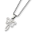 Stainless Steel "Butterfly Cross" Necklace on 22 Inch Bead Chain