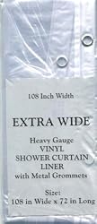 EXTRA WIDE size VINYL Shower Curtain/LINER 108'' wide x 72'' long - CLEAR
