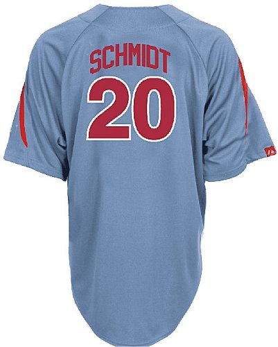 Majestic Mike Schmidt Philadelphia Phillies Light Blue Throwback Laser MLB Embroidered Cooperstown B