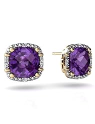 Genuine Amethyst 14kt Yellow Gold Earrings