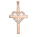 14k Rose Gold Diamond Heart Cross Pendant