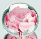 Murano Design Glass Art Pink Flower Ball Paperweight PW-329