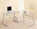 Silver Finish Metal Computer Workstation w/Glass Top & Corner Wedge
