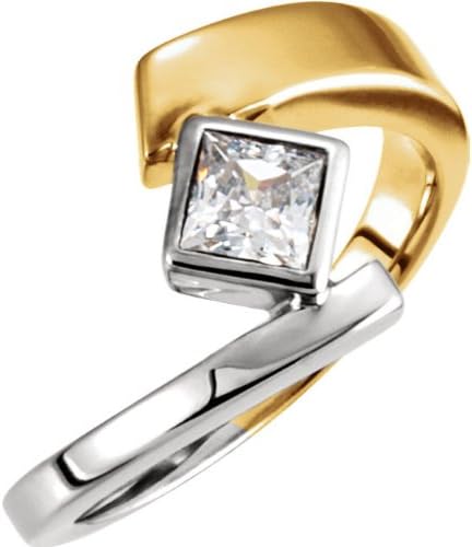 18K Yellow gold and Platinum Square Diamond Approx. 4.50mm X 4.50mm, Approx weight: .37 CT, Solitaire Ring Size: 7.75