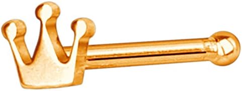 Royal Crown Rose Gold-Tone IP Steel Nose Ring Stud 20G