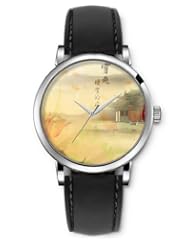 SPRAWL Aanalog Fashion Series Silver Ladies Watches of Genuine Black Leather Strap,Unique Wrist Watch for Women Girls Designed with ancient city