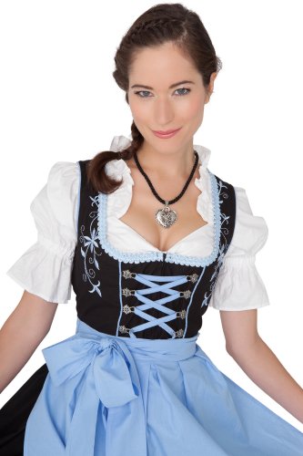 Dirndl Womens 3-Piece Midi Dirndl with Floral Embroidery