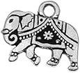 Fine Silver Plated Pewter Indian Elephant Charm 12mm (1)