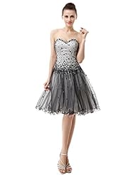 Satin/Tulle Short Lace-Up Beaded Backless Sweetheart Homecoming Dress/Party Dress 