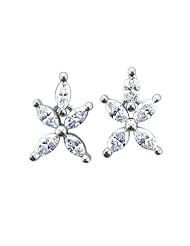 14k White Gold Marquise Clovers Drop Diamond Earrings (HI, I, 0.40 carat)