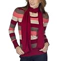 Merona&reg; Women's Crew Striped Knit Sweater with Scarf - Red