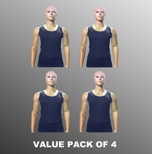 Value Pack Of 4 Thermal Underwear Sleeveless Vest Denim, Various Sizes
