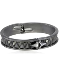 Sam Edelman 10mm Hinged Metal Matte Hematite Colored Bangle Bracelet, 2.5"