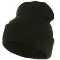 Superior Cotton Knit Long Beanie-Black