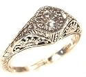 14k White Gold Edwardian Style Filigree Moissanite Ring (sz 7)