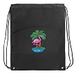 FLAMINGO Drawstring Bag Cinch Pink Flamingos Draw String Back Pack - For Boys Girls Students or Adults