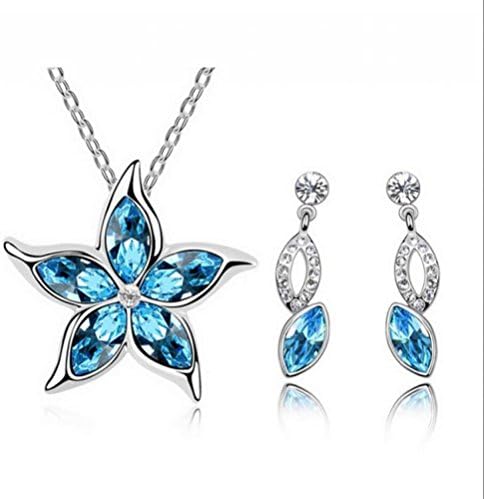 Sweety Girl Jewelry Explosion Models Accessories Parthenocissus Flower Austria Crystal Earrinnecklace Two Piece Suit - Crystal Eye 1297-105