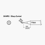 T15 Series Sharp Conical Soldering Tip .20mm x 9.50mm for FM-2027 Iron