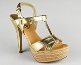 Metallic T-Strap Stacked Platform