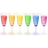 RioRand&reg; LED Wine Champagne Light Up Glasses LED Liquid Activated x 6 Glasses(6 different colors)