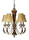 5 Arm Rustic Gold Finish Chandelier with Tapered Center Core