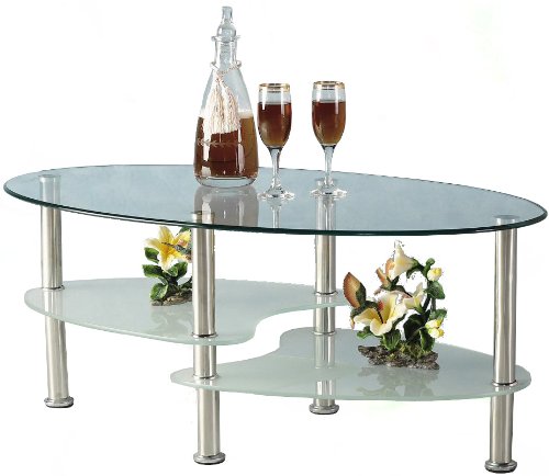 Cara Oval Clear and Frosted Glass Coffee Table