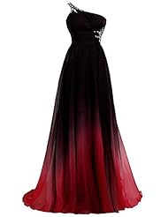 Apparel: ALW 2016 One Shoulder Ombre Prom Party Dress Evening Gown ALW031B/R-US4