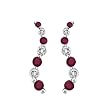 14K White Gold 1/5 ct. Diamond with Alternating 1/2 ct. Ruby "Journey of Love" Curve Earrings