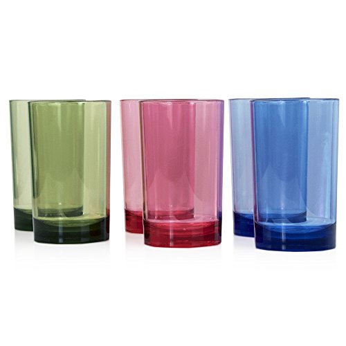 Classic Premium Quality Plastic 9oz Juice Tumbler | Set of 6 in 3 Assorted Colors