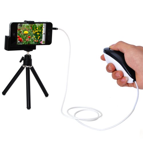 ATC Black Mini Tripod Stand Camera Video Holder + Shutter Cable for iPhone 4 4S 4G