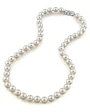 8.0-8.5mm Japanese Akoya White Pearl Necklace - AAA Quality, 18 inch Princess Length