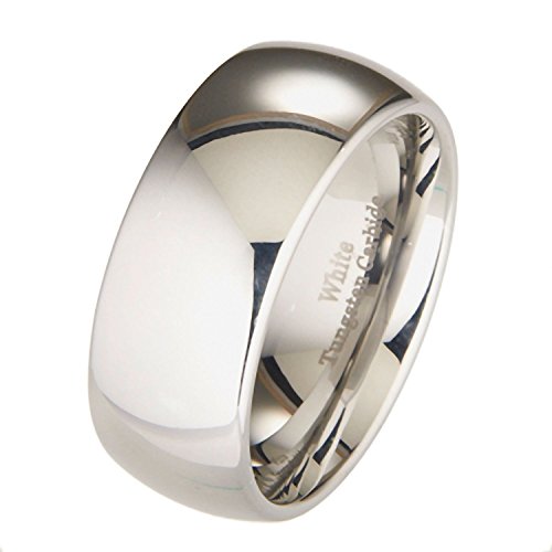 10mm White Tungsten Carbide Polished Classic Wedding Ring