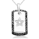 41CdUH1EYGL. SL160  10k White Gold Black and White Diamond Star Dog Tag Pendant