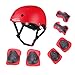 Kids Helmet, Toddler Helmet for Kids 3-5/5-8 Years, Adjustable Bike Skateboard Scooter Helmet with Protective Gear Set Knee Elbow Pads Wrist Guards for Boys Girls Cycling Skating Safety Guard(RED)