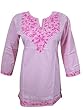 Pink Boho Blouse Tops Floral Embroidered Cotton Yoga Tunic Indian Kurta S Pink Boho Blouse Tops Floral Embroidered Cotton Yoga Tunic Indian Kurta S