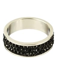 Cut Glass and Silver Tone Ring, Size 7