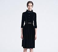 Belted Velvet Turtleneck  Dress