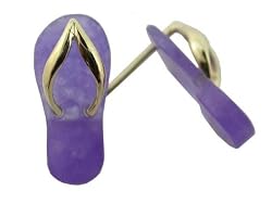 Lavender Jade Flip-Flop Simple-Strap Sandal Earrings, 14k Gold